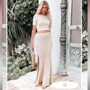 Vici Joplin Cotton Maxi Skirt (S, Beige)